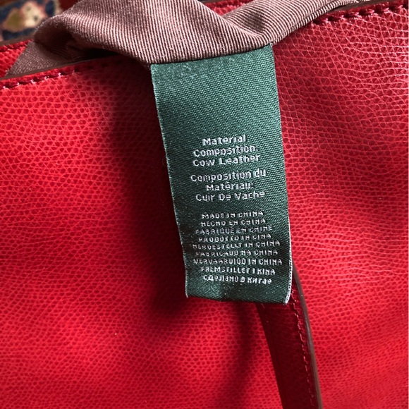 Lauren Ralph Lauren Red Leather Shoulder Bag - Picture 9 of 9
